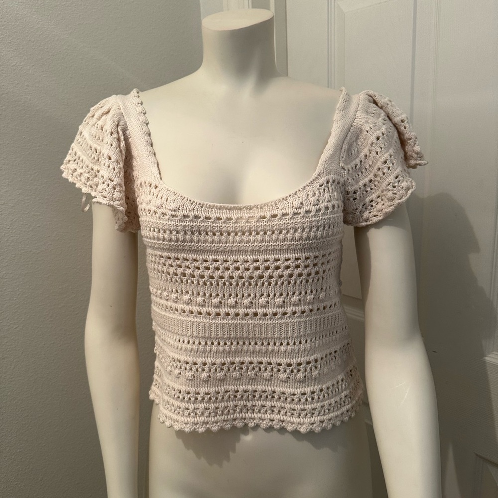 Women’s beige crochet blouse small new